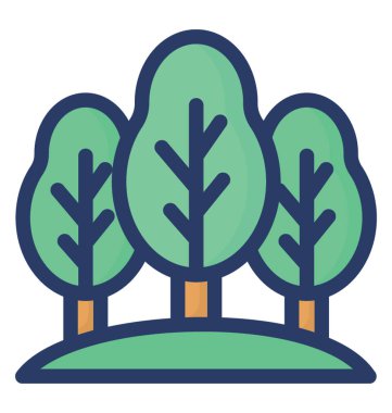 Düz tasarımda orman simgesi.