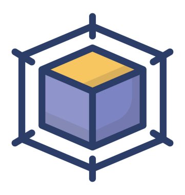 3b modelin düz vektör simgesi.