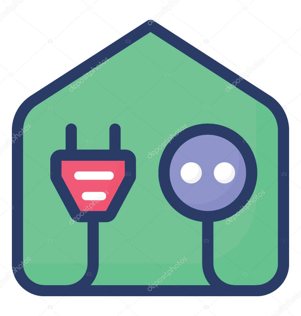 Icon of house electricity in flat design.