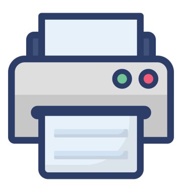 Beyaz arka planda yalıtılmış yazıcı düz vektör simgesi