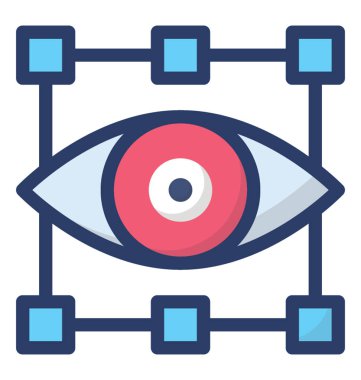 Bir mekanik göz düz vektör simgesi tasarım, cyber göz 