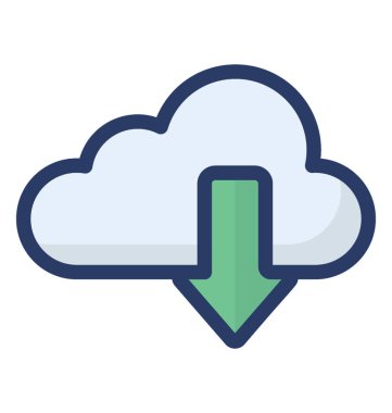 Bulut indir düz simgesi 