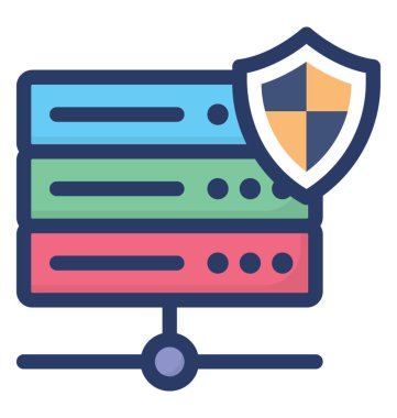 Düz tasarımda veri sunucusu koruma simgesi 