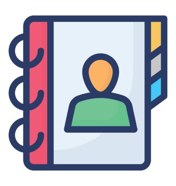 İlgili kişi defterinin düz simge tasarımı