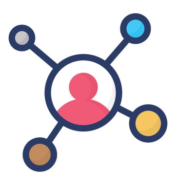 Düz tasarımda kişisel ağ simgesi.