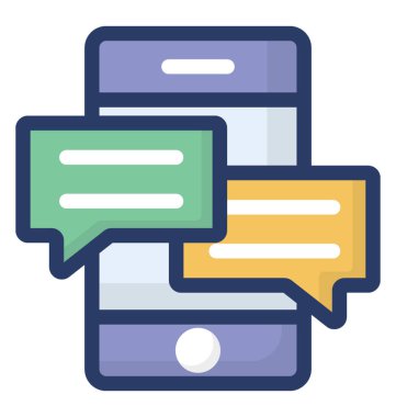 Düz vektör tasarımında mobil sohbet simgesi.