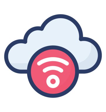 Düz tasarımda wifi, wifi bulut vektörü ile bulut.