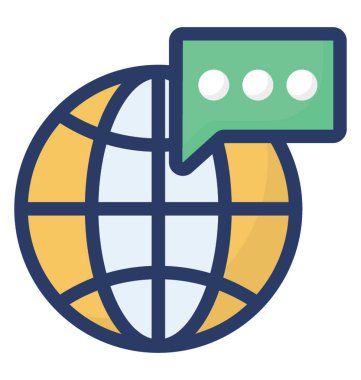 Düz tasarımda küresel iletişim simgesi