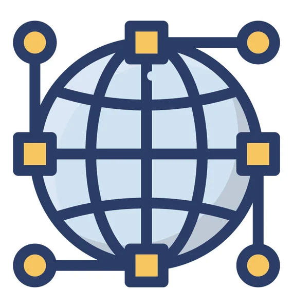 Globaal Netwerkpictogram Plat Ontwerp — Stockvector