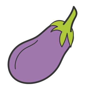 Doodle tasarımında patlıcan simgesi.