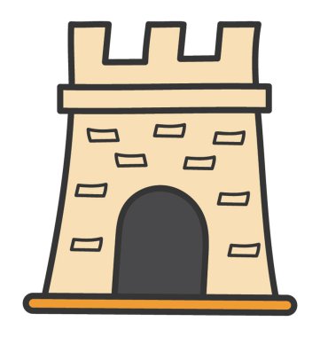 Doodle vektör tasarımında kale simgesi.