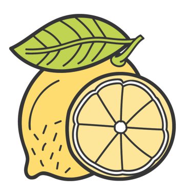 Limon dilim simgesi, doodle vektör tasarımı.