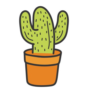 Doodle tasarımında kaktüs simgesi.