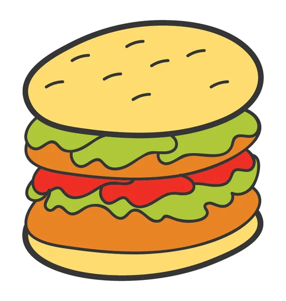 Fast Food als Junk-Food, Burger-Ikone. — Stockvektor
