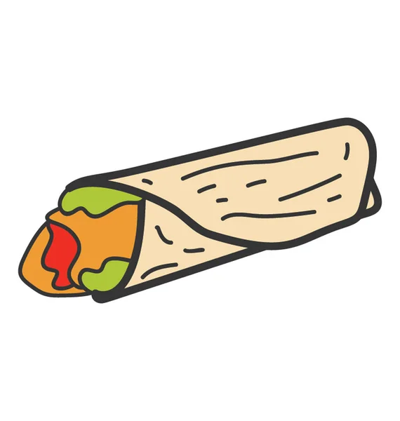 Burrito ikon i Doodle vektor — Stock vektor