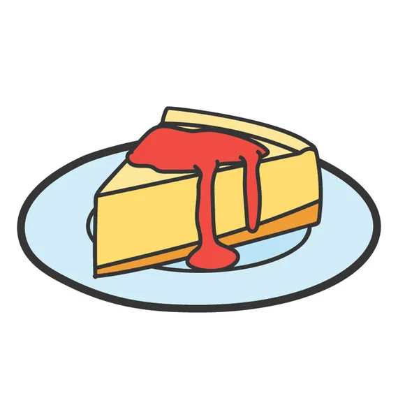 Επίπεδη σχεδίαση εικονιδίου ενός κομματιού από φέτα τούρτας. — Διανυσματικό Αρχείο