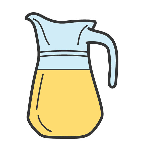 Juice jug icon in doodle design.
