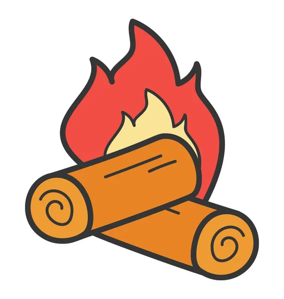 Lagerfeuer-Ikone im Doodle-Design. — Stockvektor