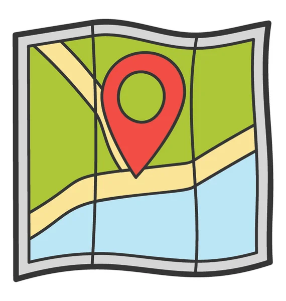 Map location icon in doodle design. — Stock Vector