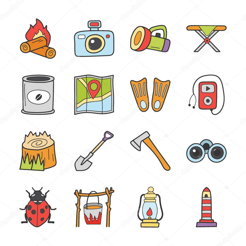 Picnic And Travel Icons Set