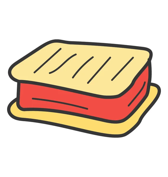 Toast-Sandwich-Symbol im handgezeichneten Vektor — Stockvektor