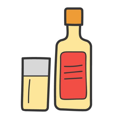 Şarap simgesinin elle çizilmiş doodle'ı