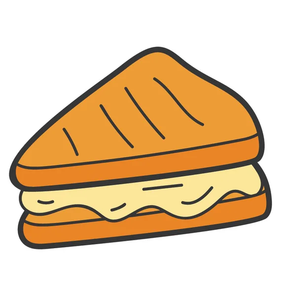 Icône sandwich au fromage dans le vecteur doodle — Image vectorielle