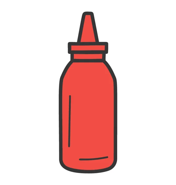Icono de la botella de ketchup en doodle vector — Vector de stock