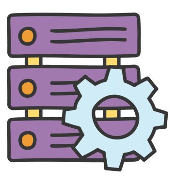 Sunucu yönetimi simgesinin düz vektör tasarımı.