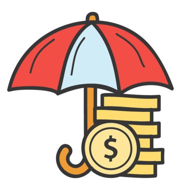 Business insurance icon, flat vector design.