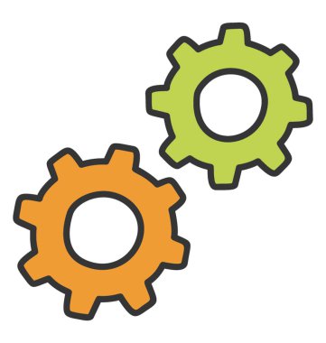 Doodle vektöründe dişliler simgesi