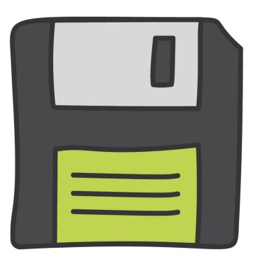 Disket simgesinin doodle vektörü
