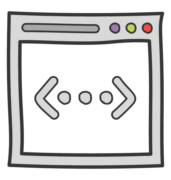 Icono de codificación web en doodle vector — Vector de stock