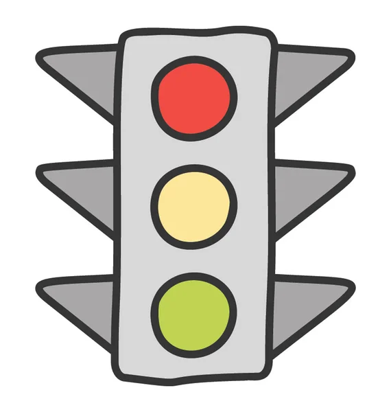 Semáforos, señales de tráfico dibujado a mano garabato icono — Vector de stock