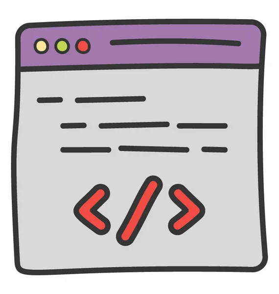 Icona di codifica Web nel vettore doodle — Vettoriale Stock