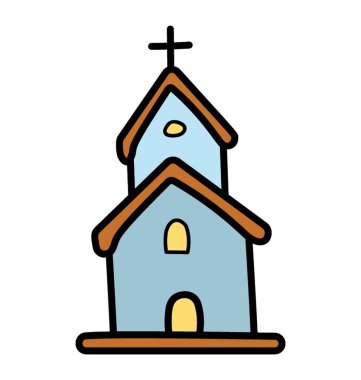 Kilise binası, doodle tasarım vektörü
