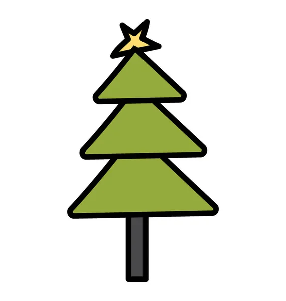 Arbre de Noël, icône de conception de doodle — Image vectorielle