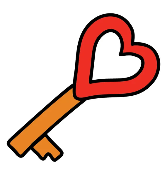 Kalp anahtarı, doodle tasarım vektörü — Stok Vektör