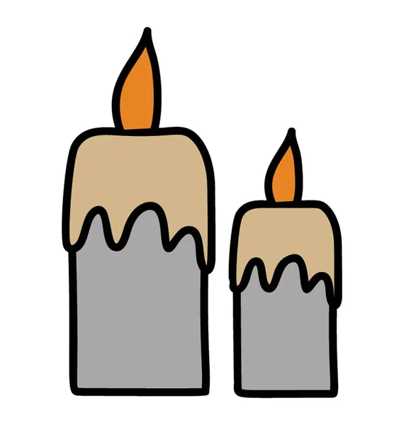 万圣节蜡烛，涂鸦设计载体 — 图库矢量图片
