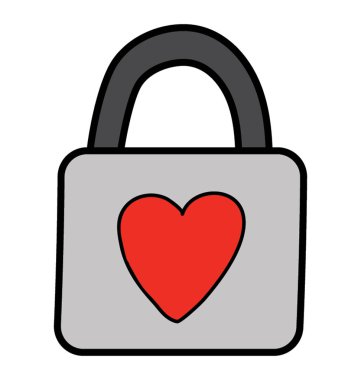 Kalp asma kilit, doodle tasarım vektörü