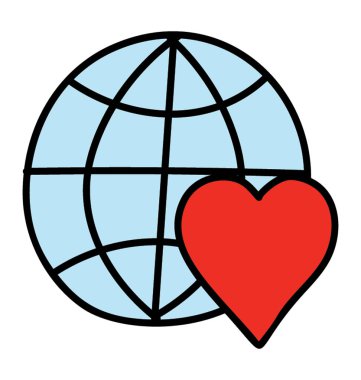 Planet aşk, doodle tasarım vektörü