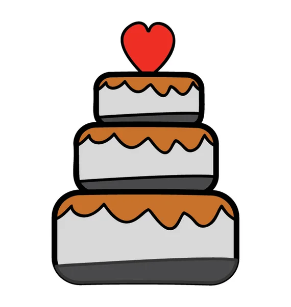 Tarta de aniversario, doodle vector de diseño — Vector de stock