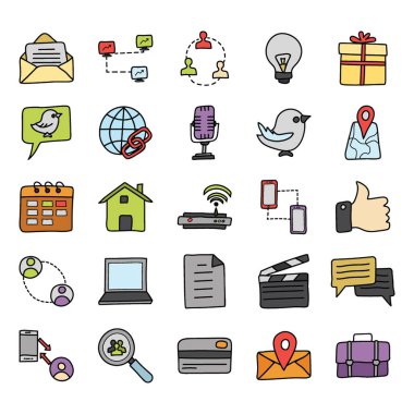 Sosyal Medya Doodle Simgeler Paketi