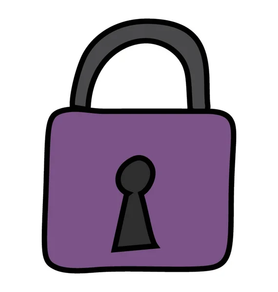 Padlock icon in doodle design. — Stock Vector