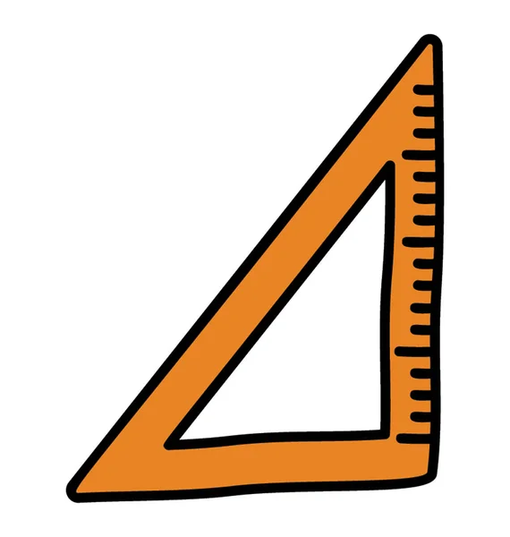 Треугольная линейка в рисунке каракулей — стоковый вектор