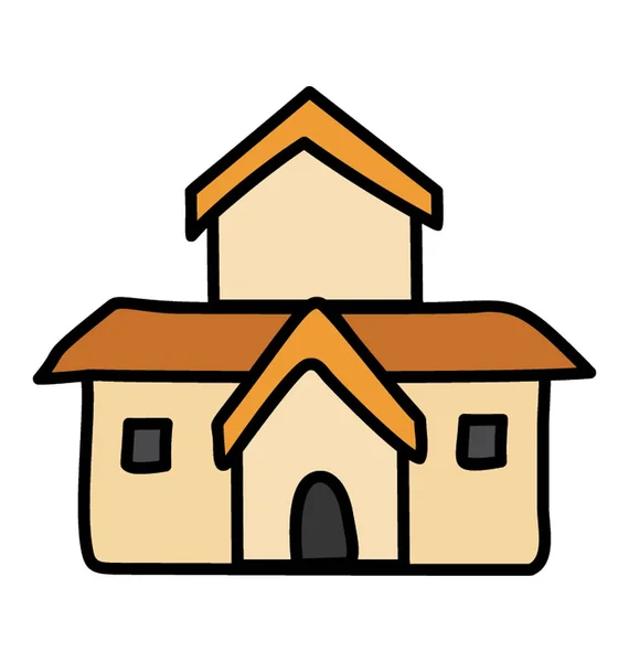 Ícone da casa no projeto do doodle . — Vetor de Stock