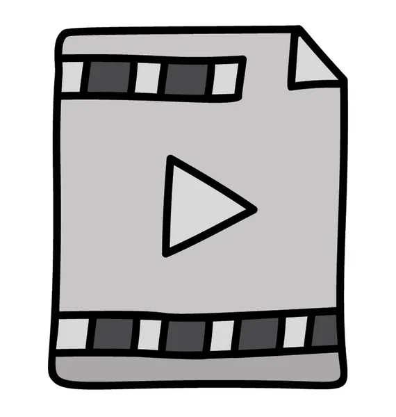 Video bestand icoon, doodle ontwerp — Stockvector