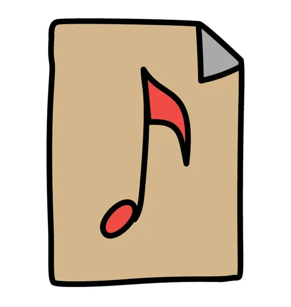 Icono de archivo de música, diseño doodle — Vector de stock