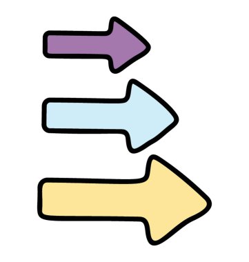 Sağ oklar simgesi, doodle tasarım vektörü