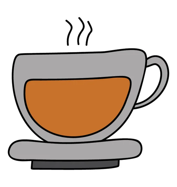 Icono del té caliente en diseño de garabatos — Vector de stock